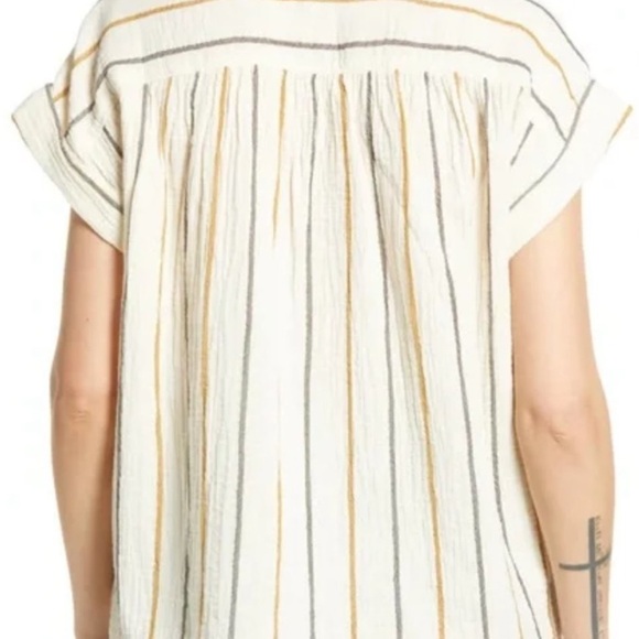 MADEWELL | Lightspun Westing Stripe Top Shirred Back Cuff Sleeves Plus Tee - Picture 6 of 6